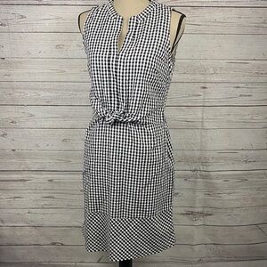 Vineyard Vines Black and White Checkered Mini Dress with Waist Tie